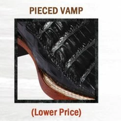 Guadalajara Western Wear Men Los Altos Black Cherry Pieced Vamp Caiman Belly Wide Square Toe Cowboy Boots