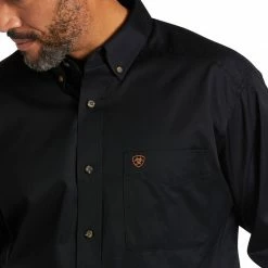 Guadalajara Western Wear Men Ariat Solid Twill Black/Bronze Classic Long Sleeve Shirt