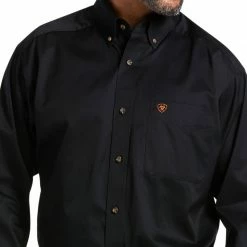 Guadalajara Western Wear Men Ariat Solid Twill Black/Bronze Classic Long Sleeve Shirt