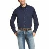 Guadalajara Western Wear Ariat Men's Long Sleeve Button Up Shirt - Navy Blue