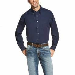 Guadalajara Western Wear Ariat Men's Long Sleeve Button Up Shirt - Navy Blue