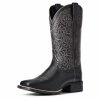 Guadalajara Western Wear Ariat Black Women Round Up Remuda Wide Square Toe Western Boot