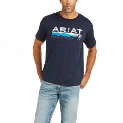 Guadalajara Western Wear Men Ariat Hills T-Shirt Navy