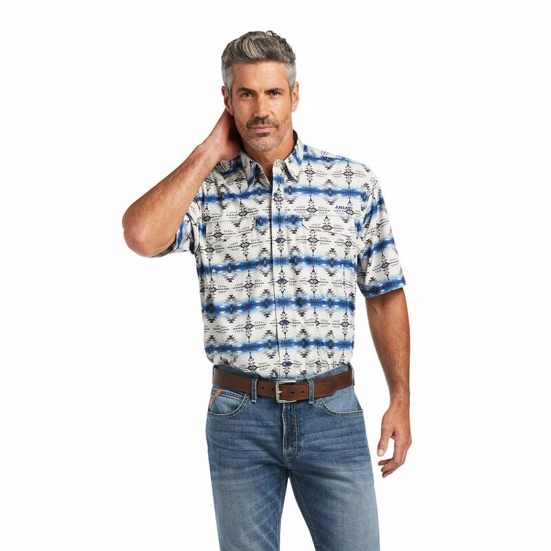 Guadalajara Western Wear Men Ariat Ventek Twilight Blue Serape Classic Short Sleeve Shirt 5 Guadalajara Western Wear Men Ariat Ventek Twilight Blue Serape Classic Short Sleeve Shirt