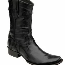 Men Cuadra Black Dubai Toe Leather Ankle Boot