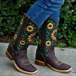 Reywelt Quincy Wide Square Toe Western Cowgirl Boots - Q322GL6294