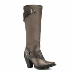 Cuadra Wax Taupe Genuine Leather Women Tall Boot