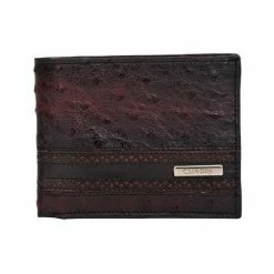 Guadalajara Western Wear Cuadra Black Cherry Full Quill Ostrich Leather Wallet