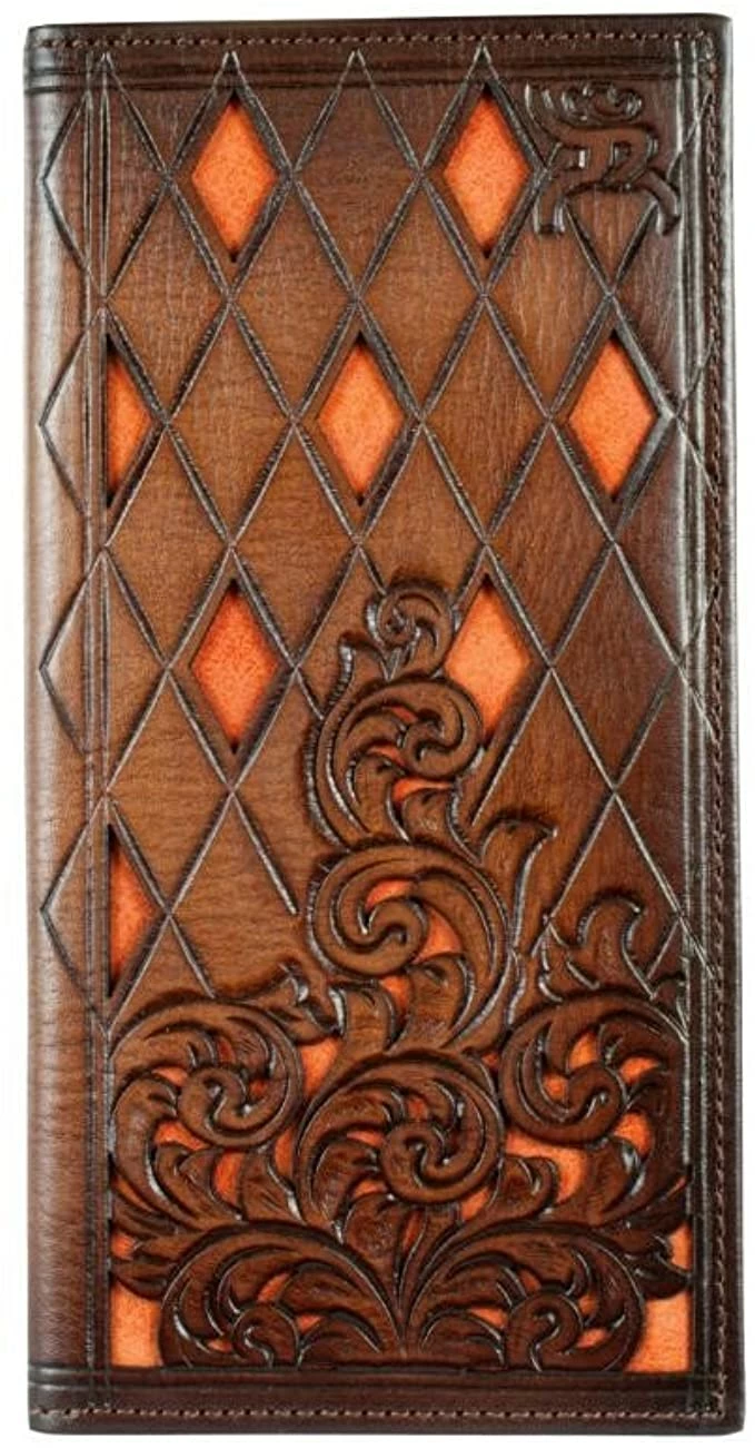 Guadalajara Western Wear Accessories Mens Roughy Signature Diamond Tooled Rodeo Wallet Rodeo Brown 3 Guadalajara Western Wear Accessories Mens Roughy Signature Diamond Tooled Rodeo Wallet Rodeo Brown