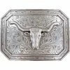 Guadalajara Western Wear Ariat Men's Longhorn Motif Rectangle Buckle, Silver, OS 1 Guadalajara Western Wear Ariat Men's Longhorn Motif Rectangle Buckle, Silver, OS