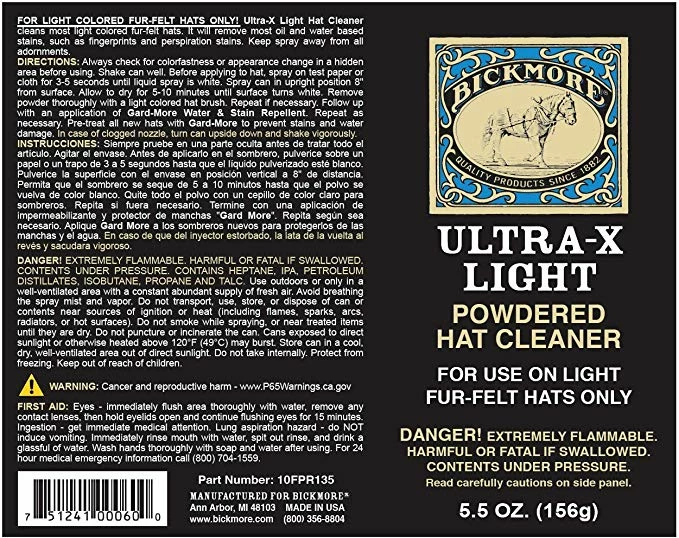 Guadalajara Western Wear Boot & Hat Care Bickmore Ultra X Light Hat Cleaner 4 Guadalajara Western Wear Boot & Hat Care Bickmore Ultra X Light Hat Cleaner