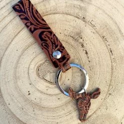 Guadalajara Western Wear Western Tooled Longhorn Keychain