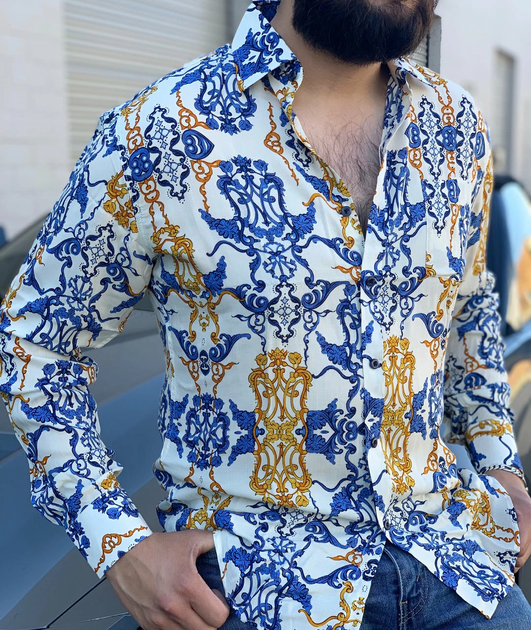 Guadalajara Western Wear Men's Italian Print Long Sleeve Shirt - RL-1 3 Guadalajara Western Wear Men's Italian Print Long Sleeve Shirt - RL-1