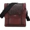 Guadalajara Western Wear Cuadra Porto Burgandy Ostrich Messenger Bag Accessories