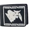 Guadalajara Western Wear Accessories White Diamond Piteada Leather Wallet - Negro