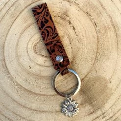 Guadalajara Western Wear Western Tooled Sunflower Keychain Accessories