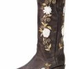 Guadalajara Western Wear White Diamond Brown/White Floral Snip Toe Women Boot