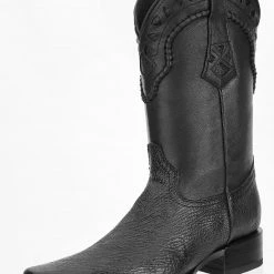 Guadalajara Western Wear White Diamond Tiburon Versace Toe Men's Boots - Black