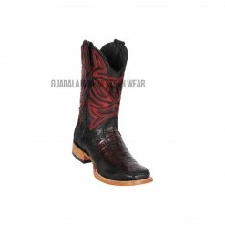 Guadalajara Western Wear Los Altos Faded Gray Caiman Belly & Deer Wide Square Toe Cowboy Boots Men