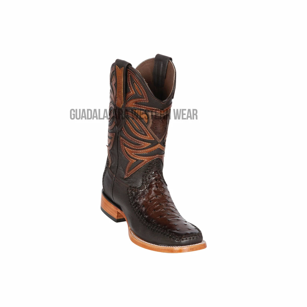 Guadalajara Western Wear Los Altos Faded Brown Ostrich & Deer Wide Square Toe Cowboy Boots 3 Guadalajara Western Wear Los Altos Faded Brown Ostrich & Deer Wide Square Toe Cowboy Boots