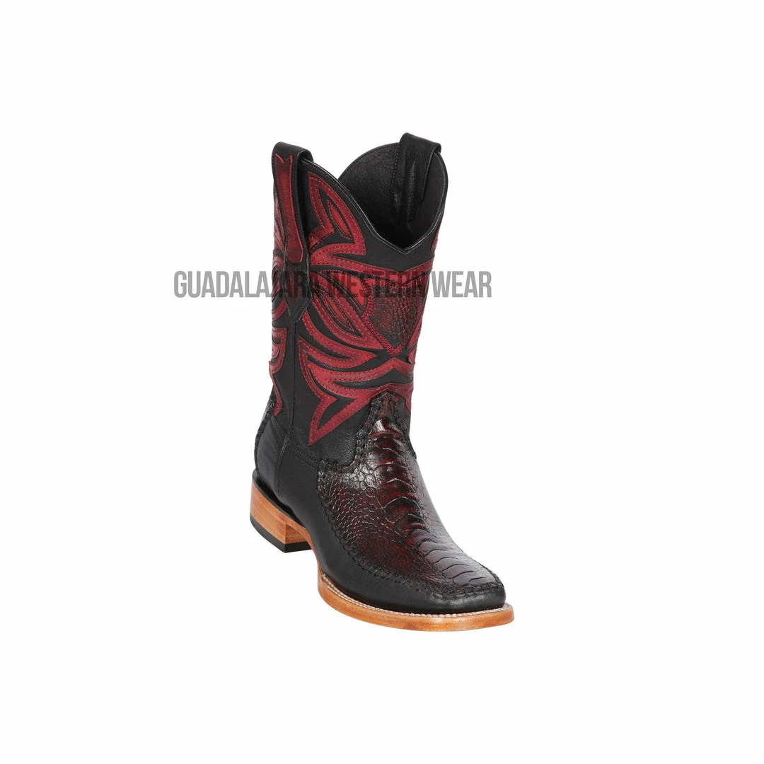 Guadalajara Western Wear Los Altos Black Cherry Ostrich Leg & Deer Wide Square Toe Cowboy Boots Men 3 Guadalajara Western Wear Los Altos Black Cherry Ostrich Leg & Deer Wide Square Toe Cowboy Boots Men