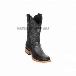 Guadalajara Western Wear Los Altos Faded Gray Ostrich Leg & Deer Wide Square Toe Cowboy Boots Men