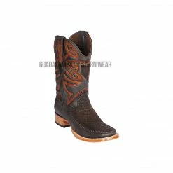 Guadalajara Western Wear Los Altos Brown Suede Python & Deer Wide Square Toe Cowboy Boots