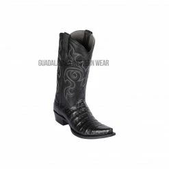 Guadalajara Western Wear Los Altos Black Caiman Belly Snip Toe Cowboy Boots Men