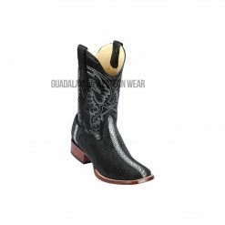 Guadalajara Western Wear Los Altos Black Stingray Rowstone Wide Square Toe Cowboy Boots