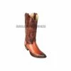 Guadalajara Western Wear Los Altos Faded Cognac Caiman Belly Snip Toe Cowboy Boots