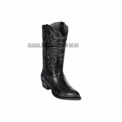 Guadalajara Western Wear Los Altos Black Ostrich Leg J Toe Cowboy Boots