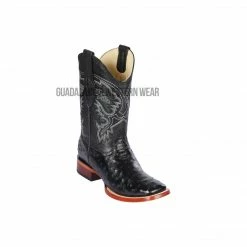 Guadalajara Western Wear Los Altos Black Ostrich Wide Square Toe Cowboy Boots