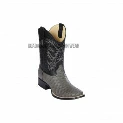 Guadalajara Western Wear Men Los Altos Gray Ostrich Wide Square Toe Cowboy Boots