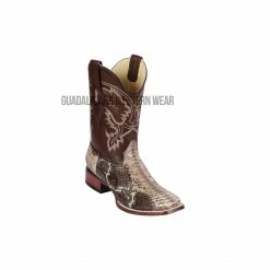 Guadalajara Western Wear Men Los Altos Rustic Brown Python Wide Square Toe Cowboy Boots