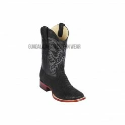Guadalajara Western Wear Los Altos Black Suede Finish Python Wide Square Toe Cowboy Boots Men