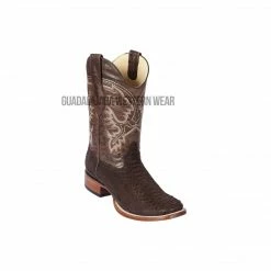 Guadalajara Western Wear Los Altos Brown Suede Finish Python Wide Square Toe Cowboy Boots Men