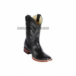 Guadalajara Western Wear Men Los Altos Black Teju Wide Square Toe Cowboy Boots