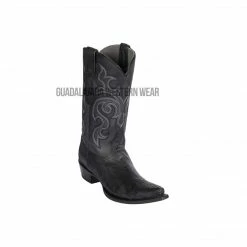 Guadalajara Western Wear Los Altos Greasy Finish Black Ostrich Leg Snip Toe Cowboy Boots