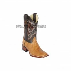Guadalajara Western Wear Los Altos Antique Saddle Teju Wide Square Toe Cowboy Boots Men