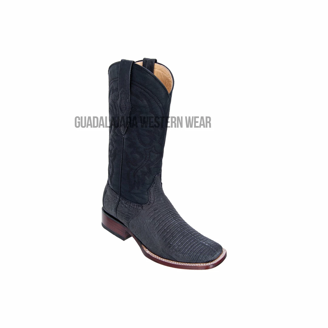 Guadalajara Western Wear Los Altos Sanded Black Teju Wide Square Toe Cowboy Boots Men 3 Guadalajara Western Wear Los Altos Sanded Black Teju Wide Square Toe Cowboy Boots Men
