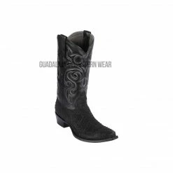 Guadalajara Western Wear Los Altos Black Suede Finish Python Snip Toe Cowboy Boots