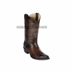 Guadalajara Western Wear Los Altos Faded Brown Teju Snip Toe Cowboy Boots