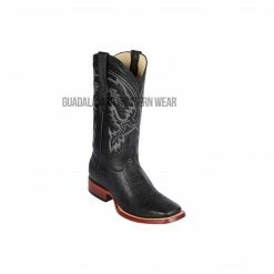 Guadalajara Western Wear Los Altos Black Bull Shoulder Wide Square Toe Cowboy Boots
