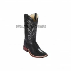 Guadalajara Western Wear Men Los Altos Black Stingray Wide Square Toe Cowboy Boots