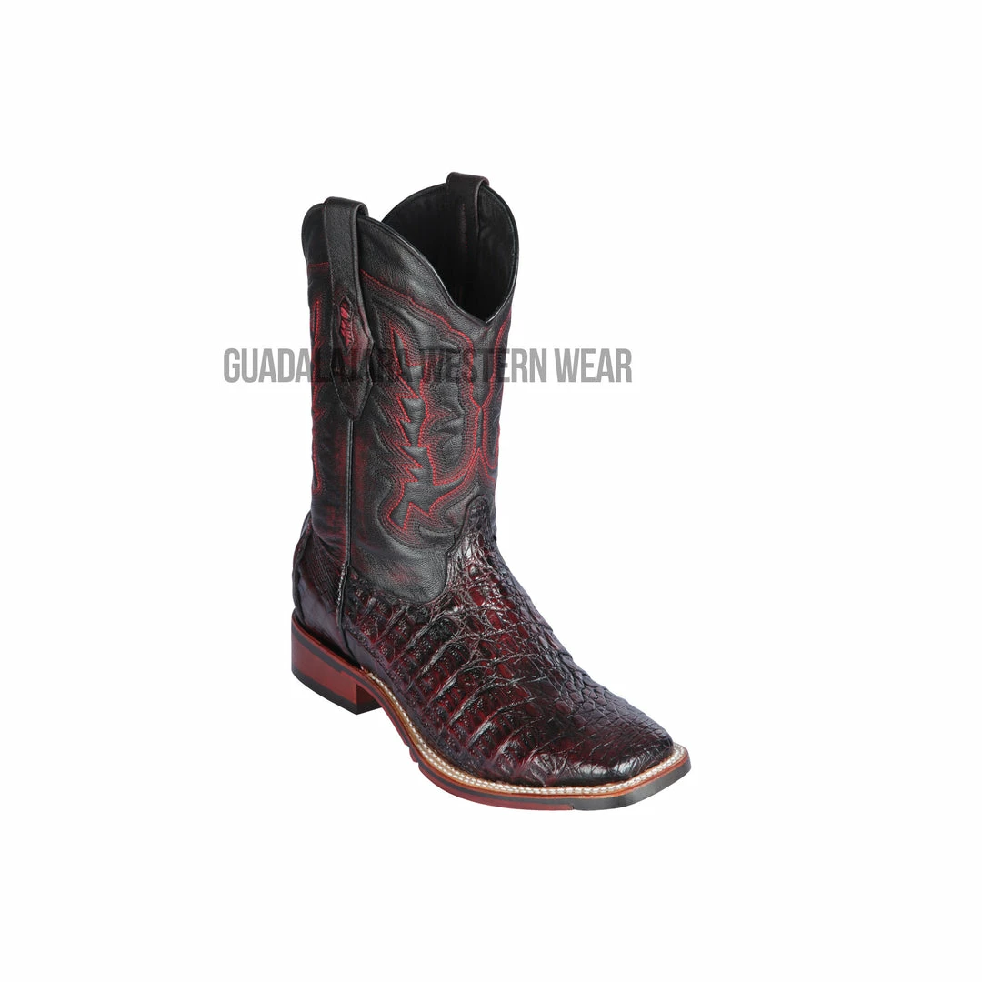 Guadalajara Western Wear Los Altos Black Cherry Caiman Flank Wide Square Toe Cowboy Boots 3 Guadalajara Western Wear Los Altos Black Cherry Caiman Flank Wide Square Toe Cowboy Boots