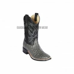 Guadalajara Western Wear Los Altos Gray Ostrich Wide Square Toe Cowboy Boots Men
