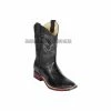 Guadalajara Western Wear Los Altos Black Ostrich Leg Wide Square Toe Cowboy Boots