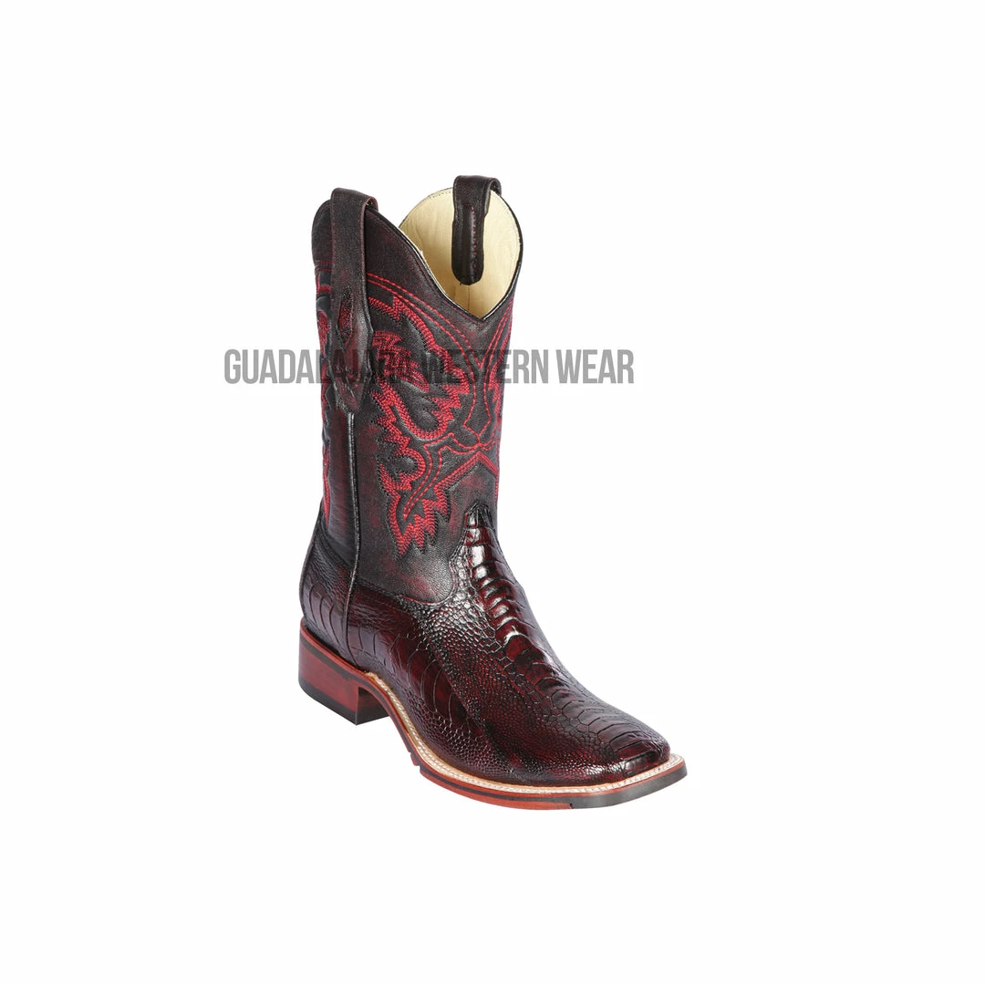 Guadalajara Western Wear Los Altos Black Cherry Ostrich Leg Wide Square Toe Cowboy Boots 3 Guadalajara Western Wear Los Altos Black Cherry Ostrich Leg Wide Square Toe Cowboy Boots