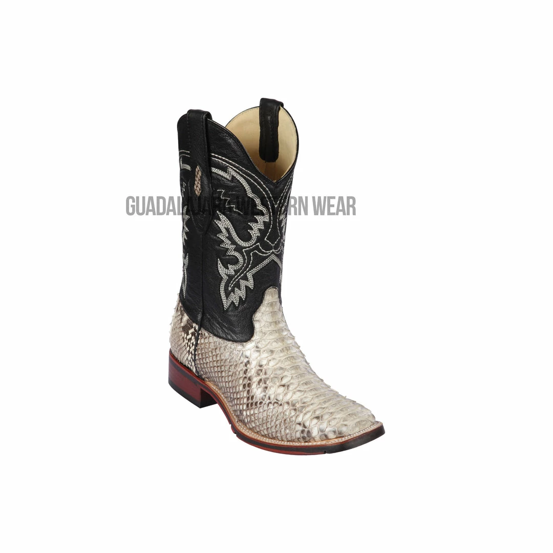 Guadalajara Western Wear Los Altos Natural Python Wide Square Toe Cowboy Boots Men 3 Guadalajara Western Wear Los Altos Natural Python Wide Square Toe Cowboy Boots Men