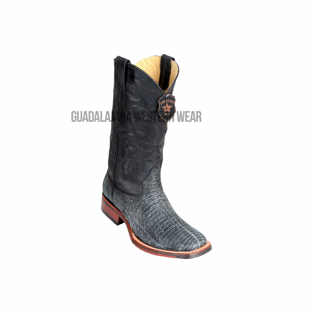 Guadalajara Western Wear Los Altos Sanded Black Teju Wide Square Toe Cowboy Boots Men 3 Guadalajara Western Wear Los Altos Sanded Black Teju Wide Square Toe Cowboy Boots Men